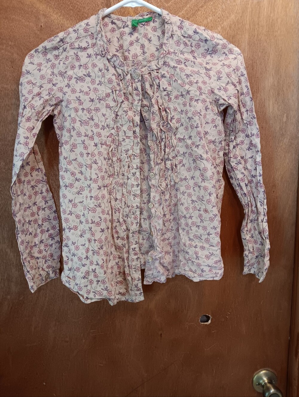 United Colors Of Benetton Pink Floral Ruffle Button-Front Top